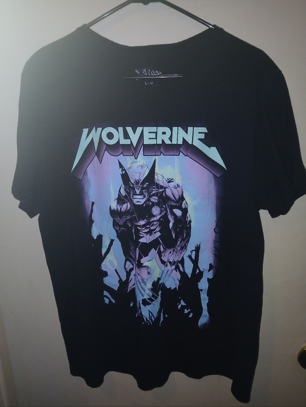 Marvel Wolverine Graphic Tee - Black with Purple & Light Blue Art